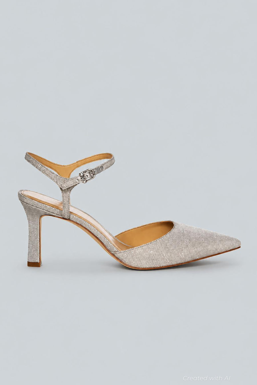 Amara Mid Heel Pumps - Silver - 7.5 - Slingback