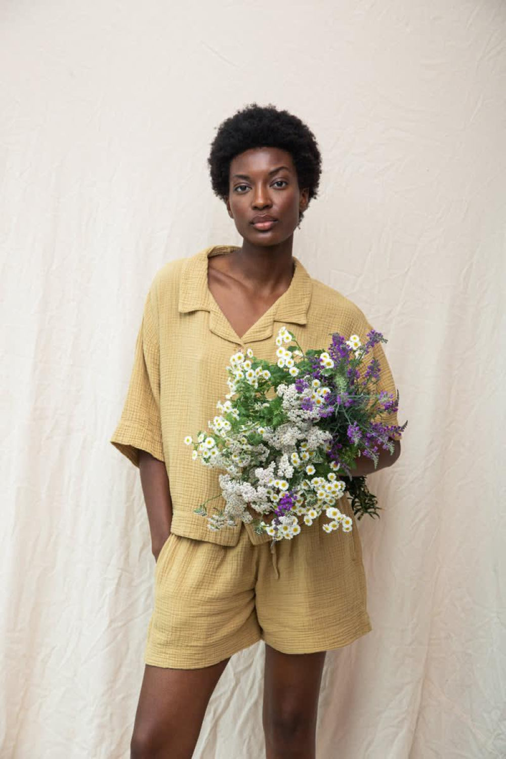 Ameera Organic Cotton Shirt - Straw - Button Down Shirt