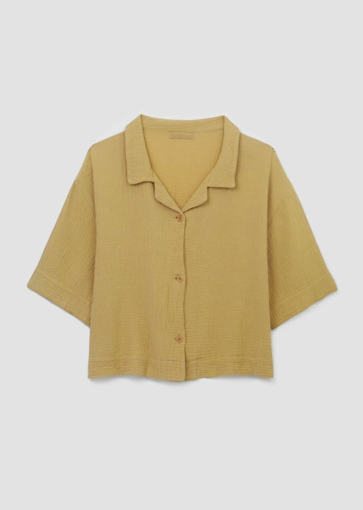 Ameera Organic Cotton Shirt - Straw - Button Down Shirt