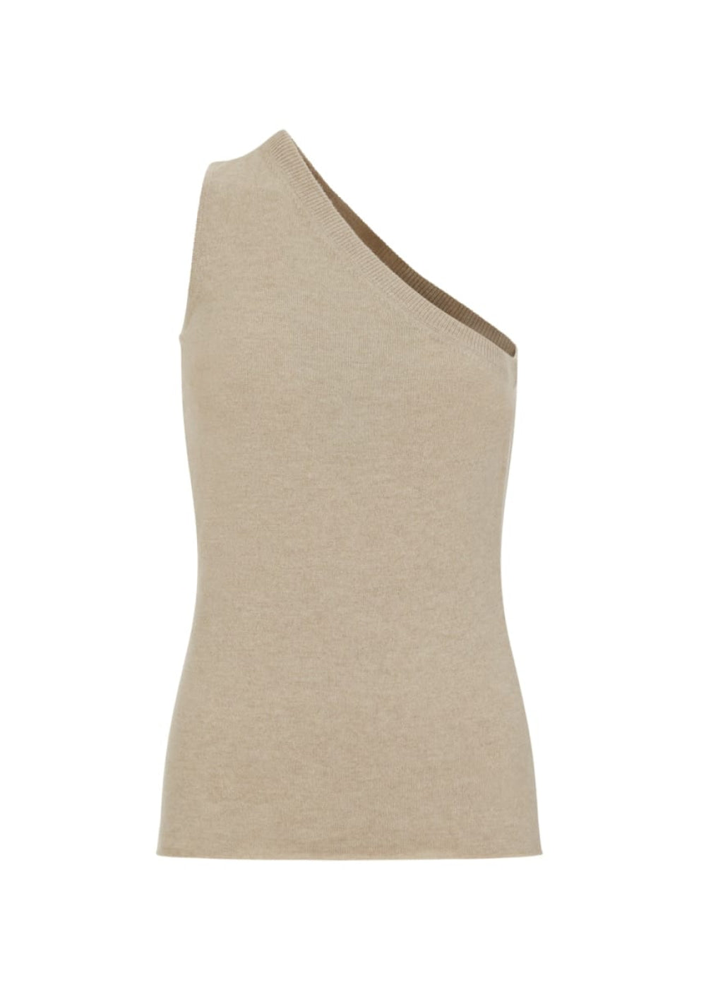 Amira | Cashmere One Shoulder Asymmetrical Top - Sand - Halter Top
