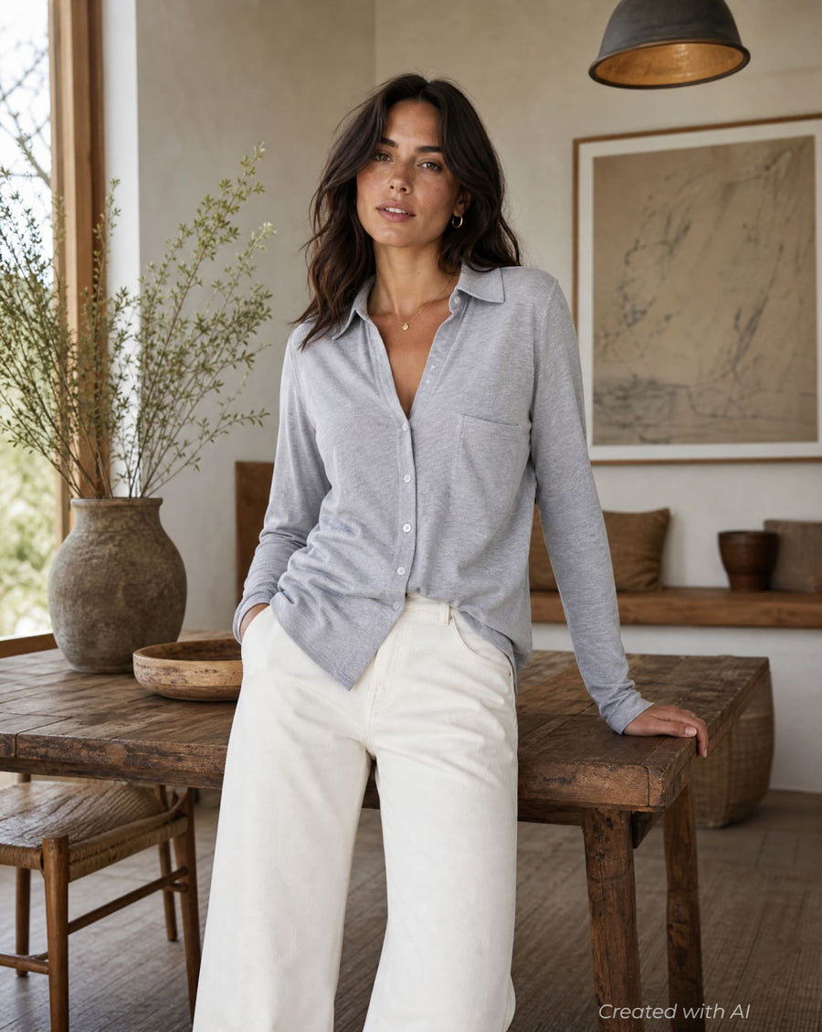 Amrat Jersey Blouse - Heather Grey - Blouse