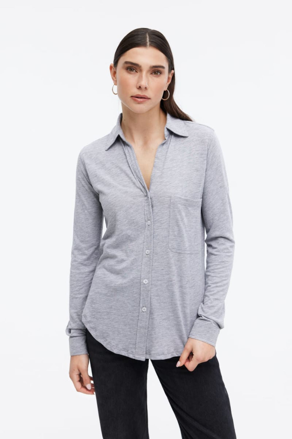 Amrat Jersey Blouse - Heather Grey - Blouse
