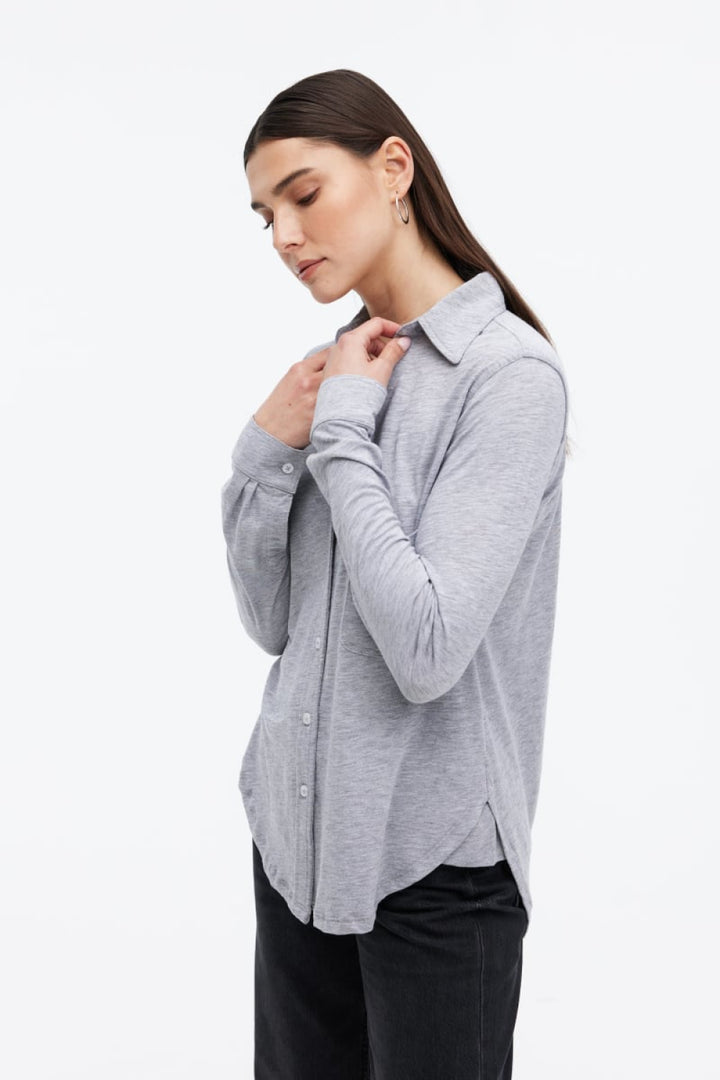 Amrat Jersey Blouse - Heather Grey - Blouse