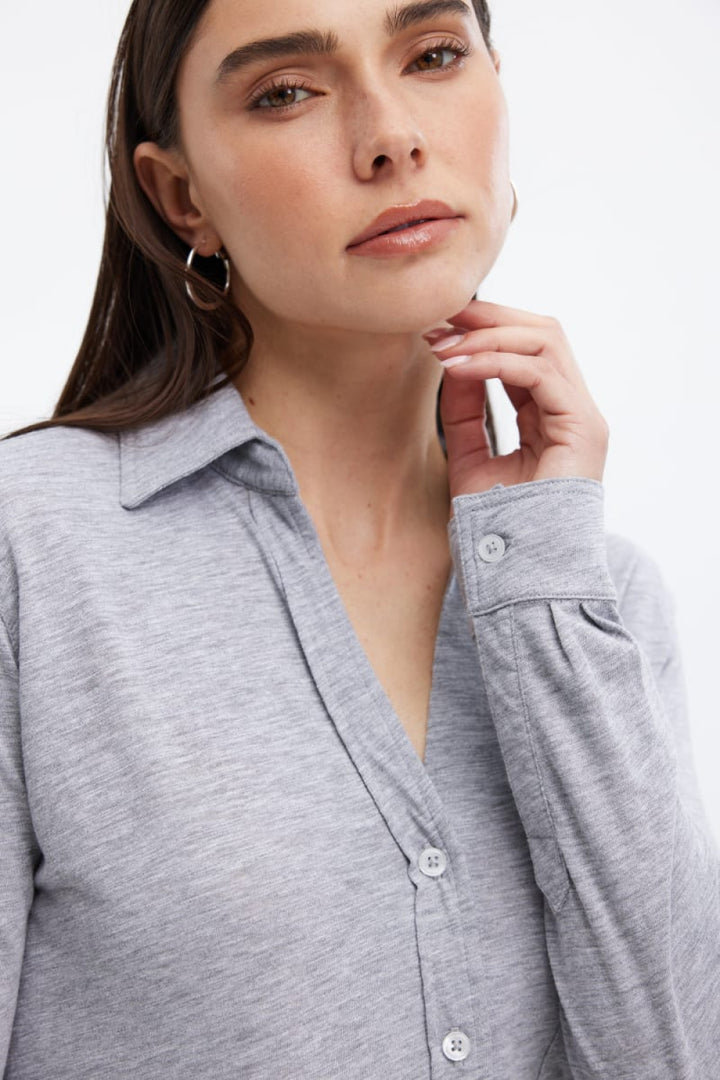 Amrat Jersey Blouse - Heather Grey - Blouse