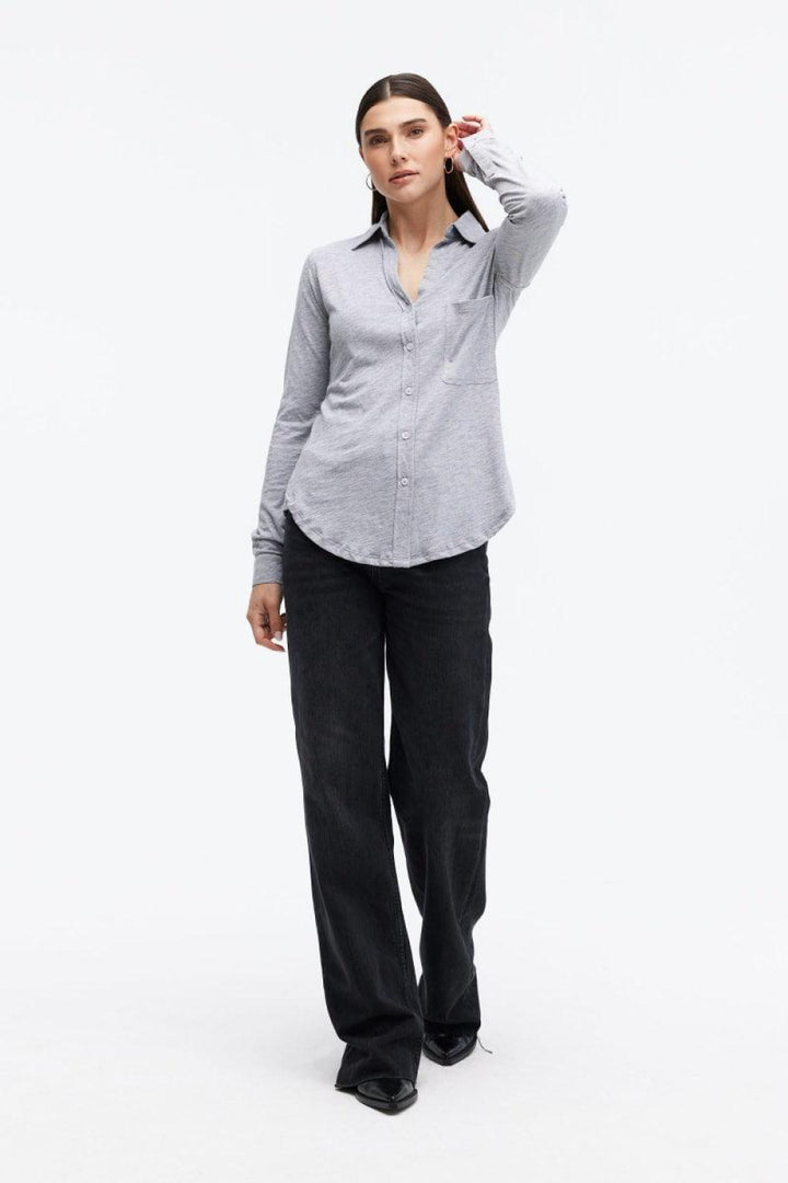 Amrat Jersey Blouse - Heather Grey - Blouse