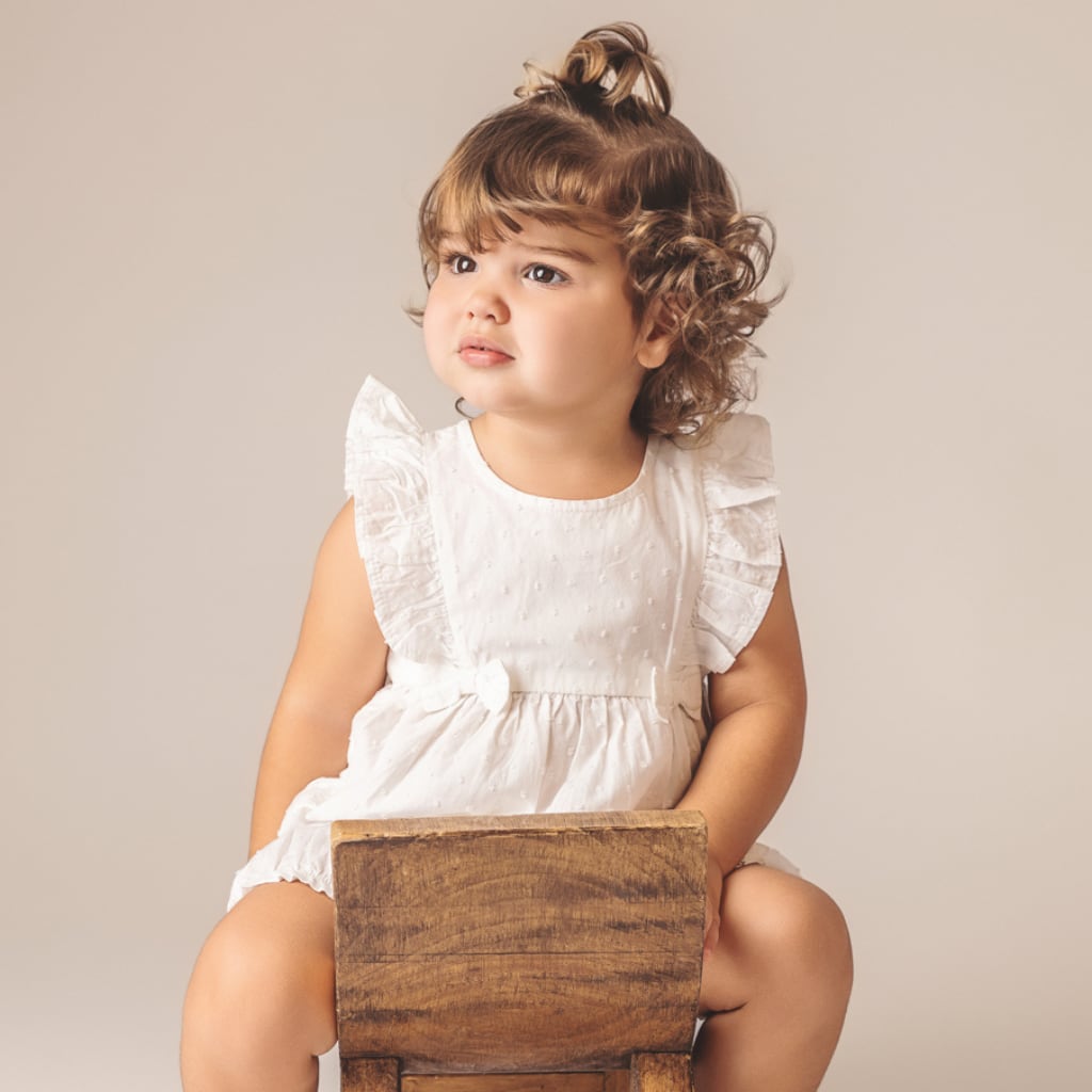 Chantilly Swiss Dot Romper - Crisp White