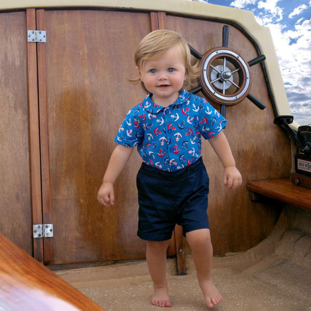 Anchor Shirt & Short Set - Collared Shirt