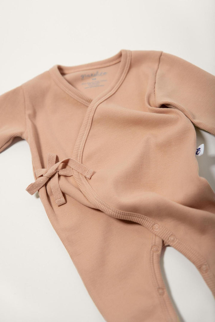 Organic Pima Cotton Baby Kimono Jumpsuit - Pink