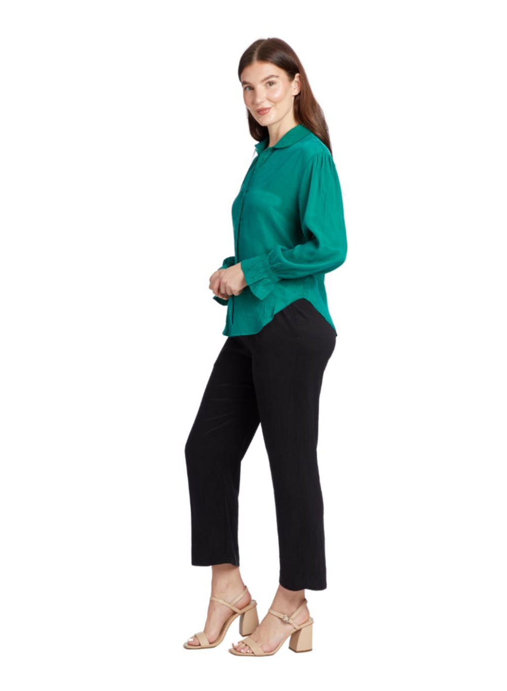 Anna Claire Top - Emerald - Small - Button Down Shirt