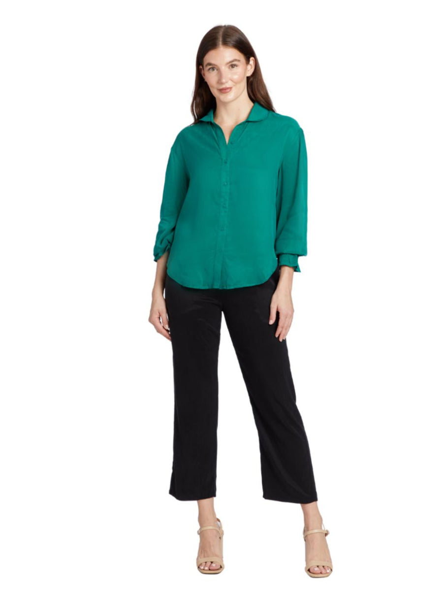Anna Claire Top - Emerald - Small - Button Down Shirt