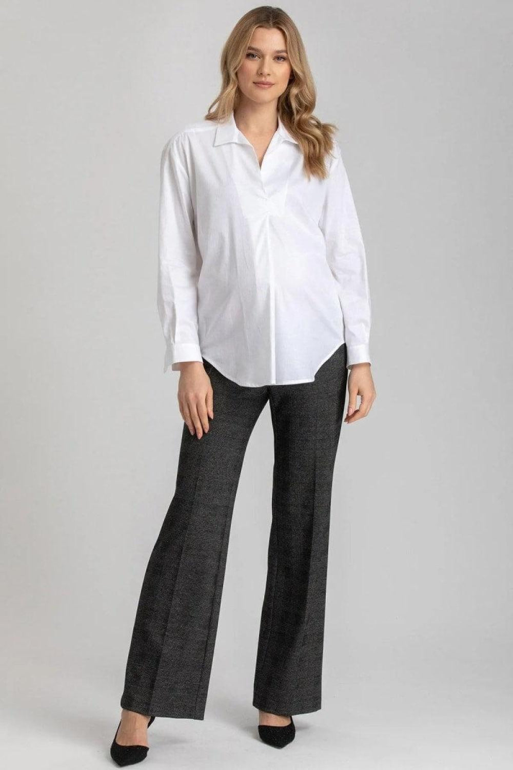ANNA Maternity Shirt In Poplin - White - Button Down Shirt