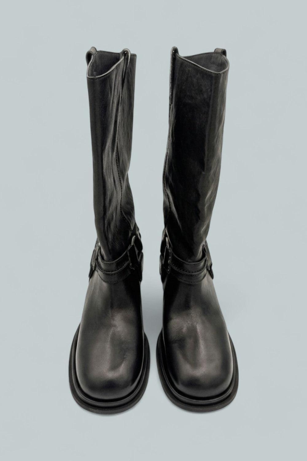 Anok Harness Boots - Black Distressed - 8.5 - Boots
