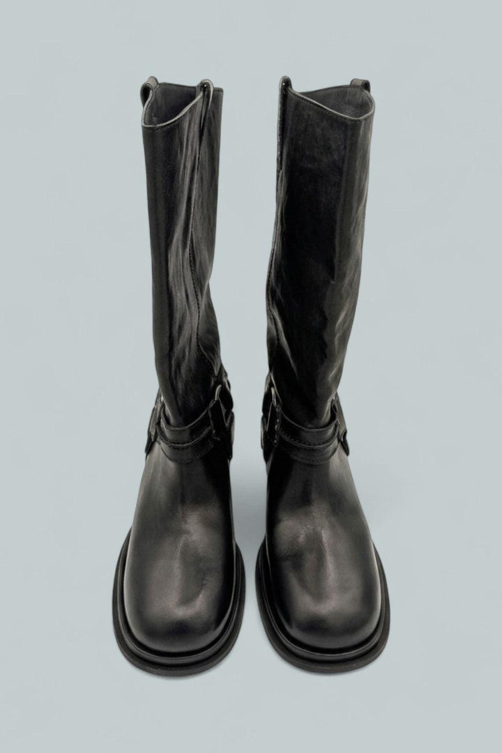 Anok Harness Boots - Black Distressed - 8.5 - Boots