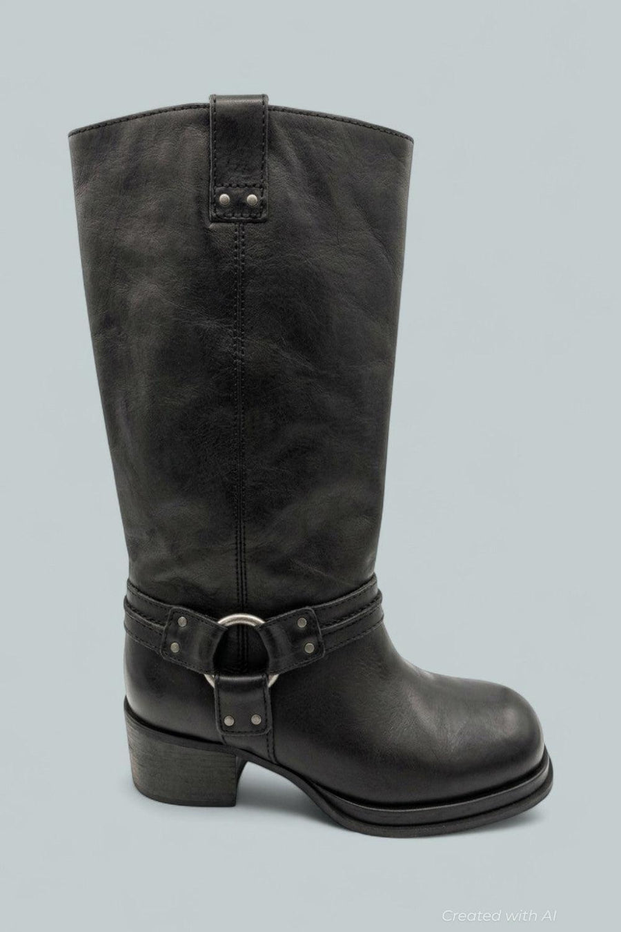 Anok Harness Boots - Black Distressed - 8.5 - Boots