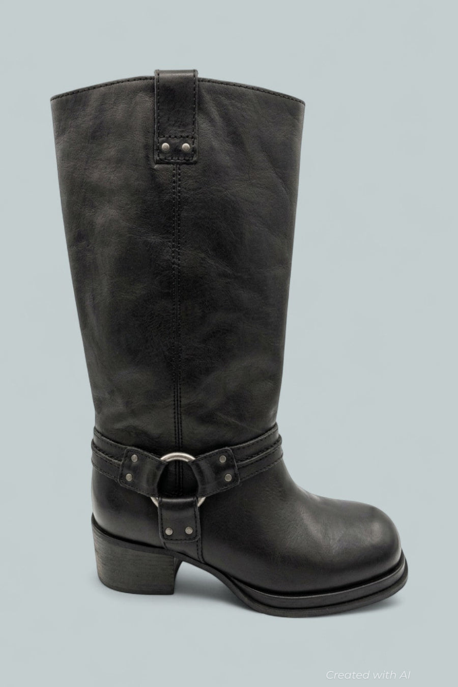 Anok Harness Boots - Black Distressed - 8.5 - Boots