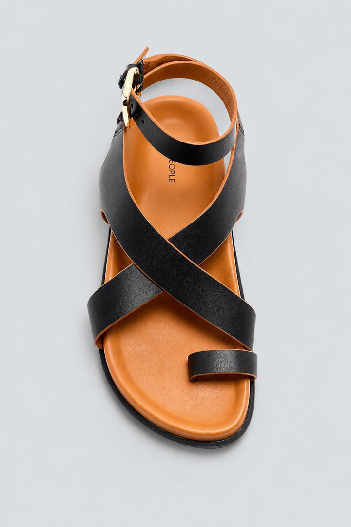 Anya Crisscross Toe Ring Sandals - Black - 7 - Flip Flops