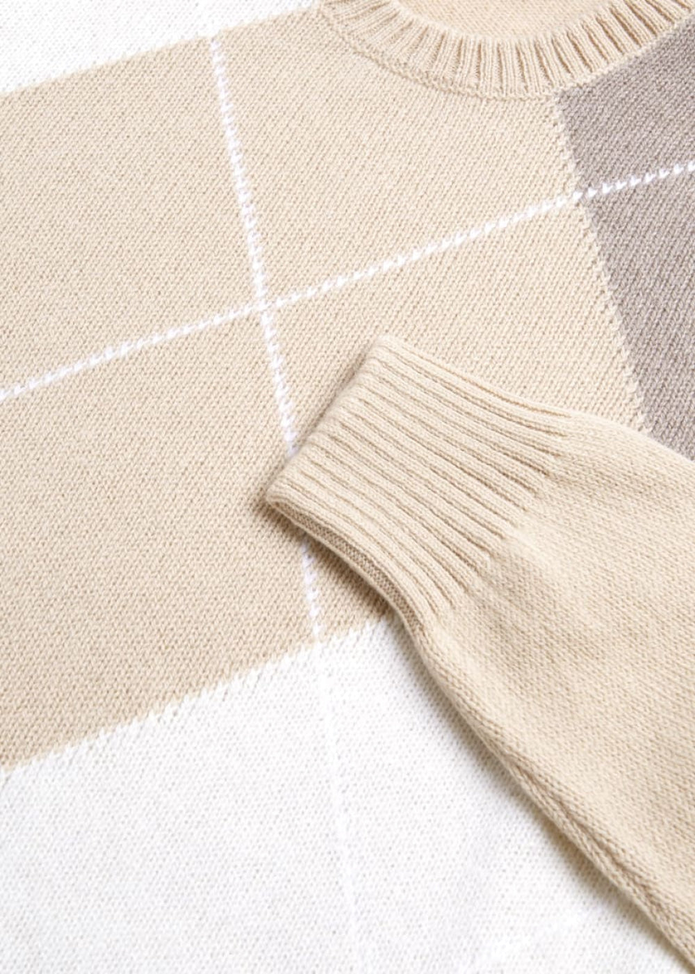 Argyle Crewneck Sweater - Beige - XXL (46) - Sweater