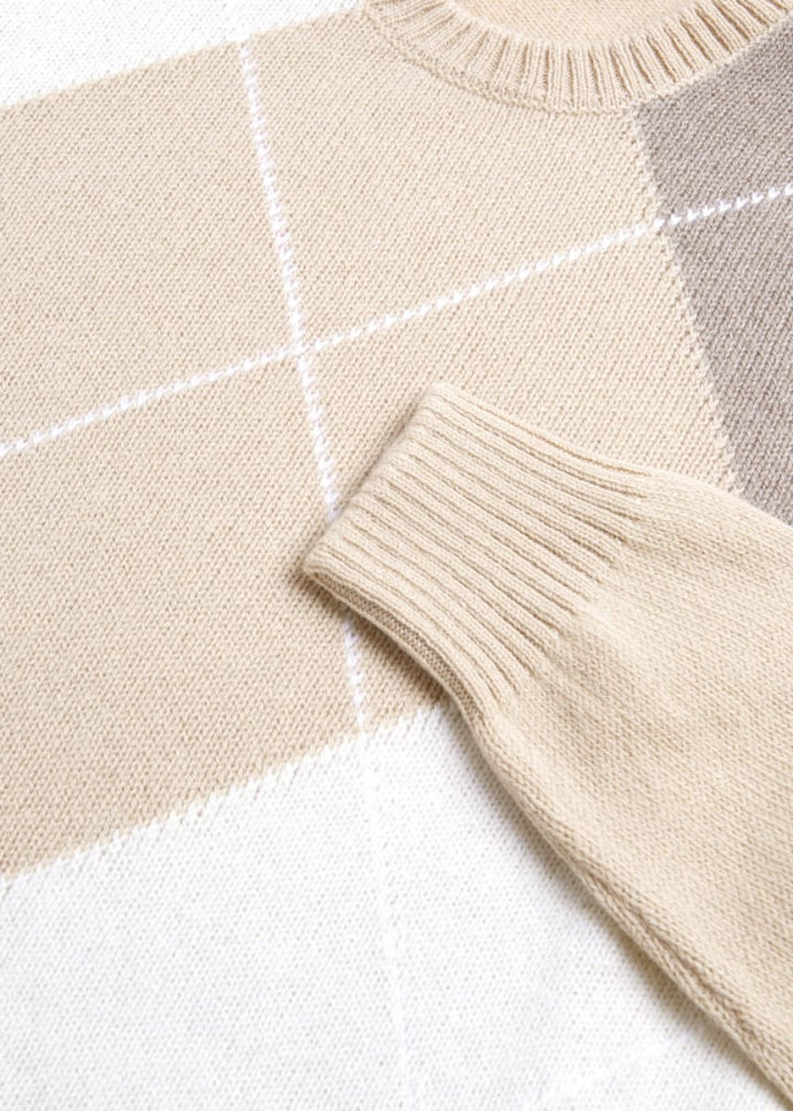Argyle Crewneck Sweater - Beige - XXL (46) - Sweater