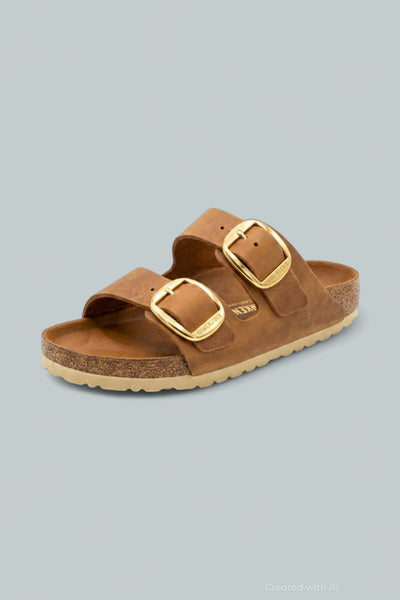Arizona Big Buckle Slide Sandals - Brown - Sandals