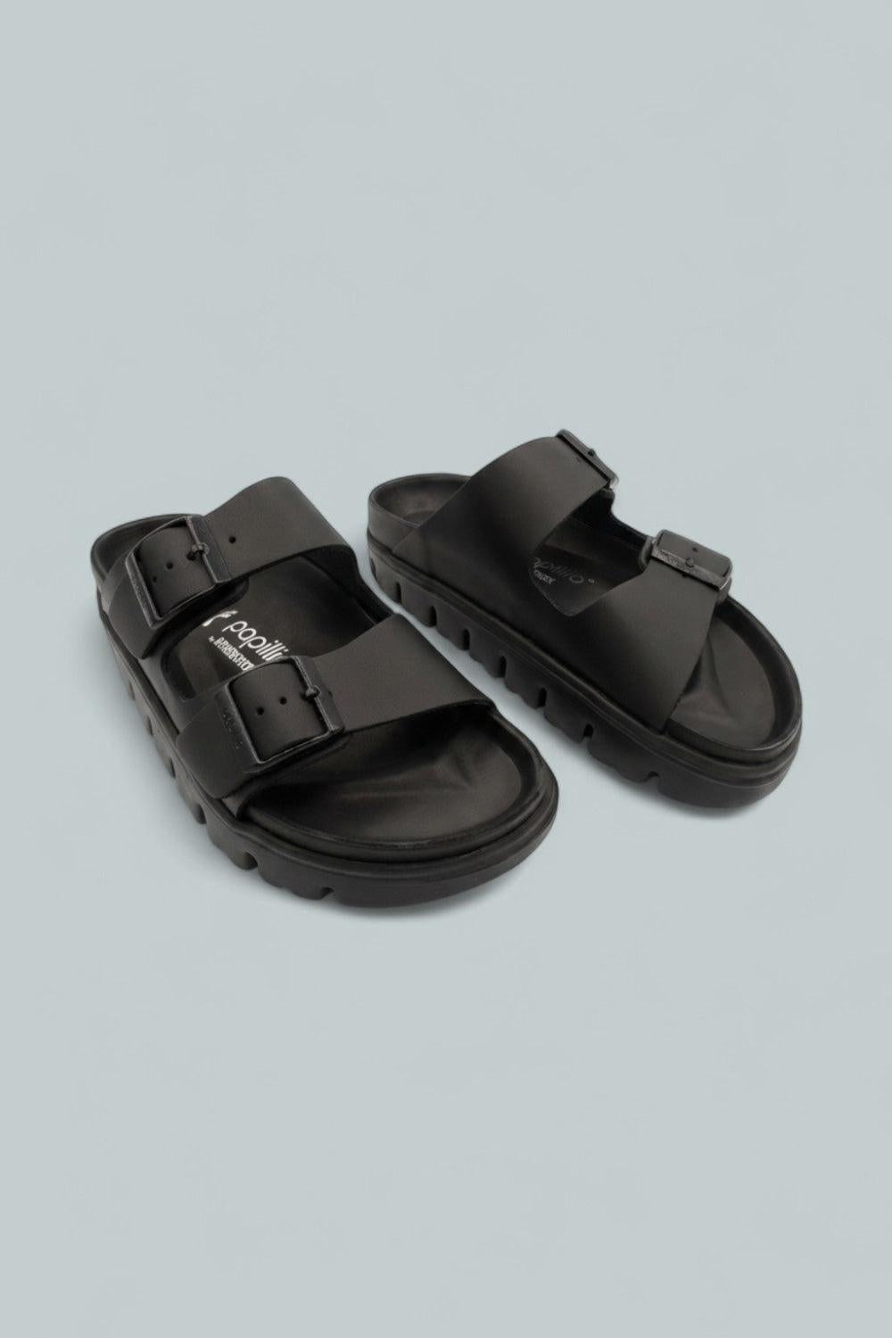 Arizona Chunky Slip On Buckled Sandals - Black - 8 - Sandals