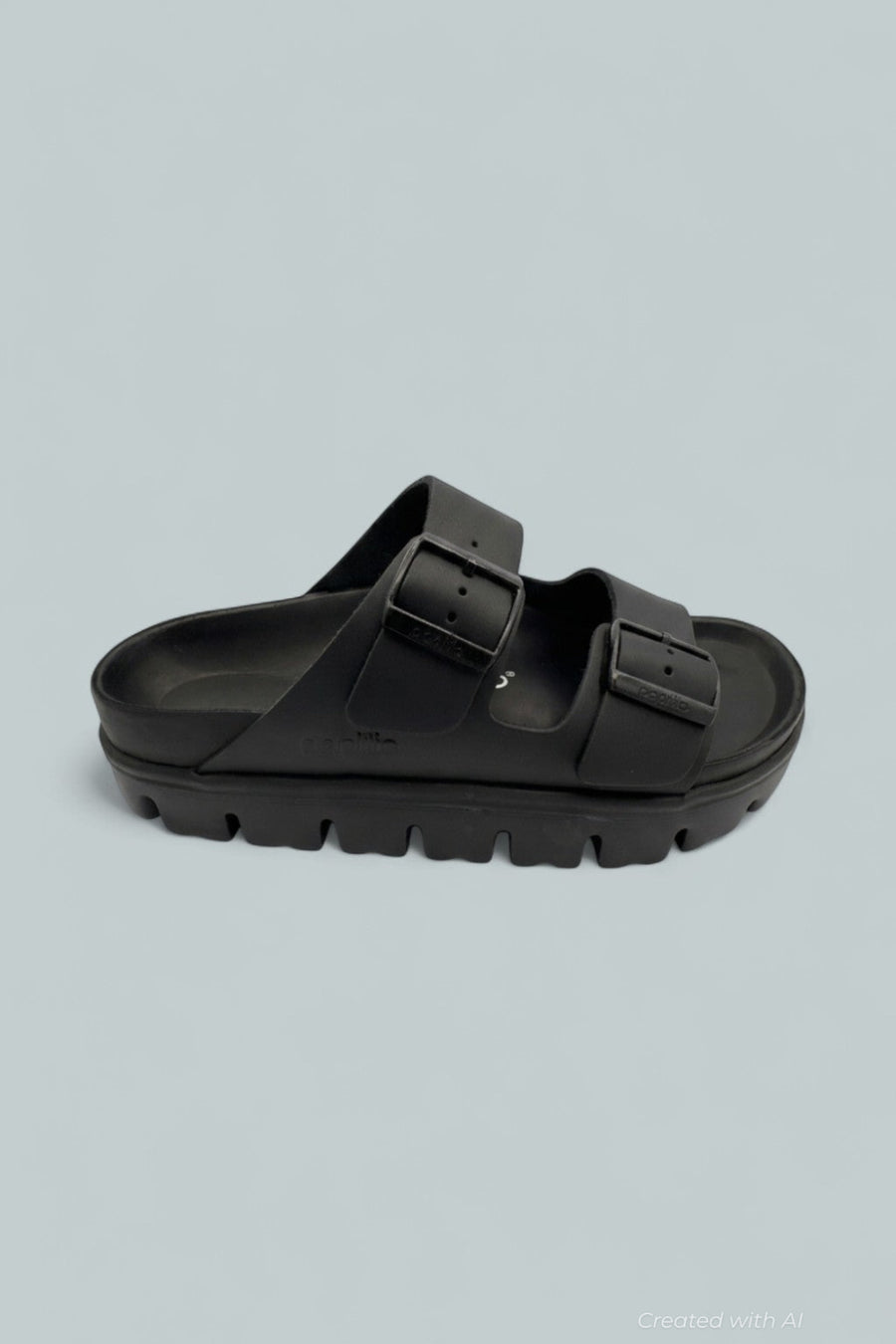 Arizona Chunky Slip On Buckled Sandals - Black - Sandals