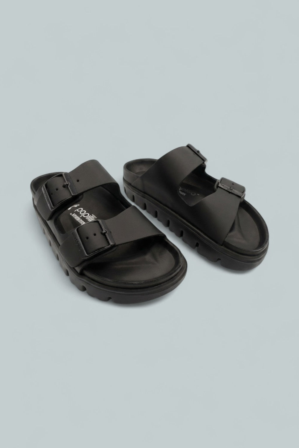 Arizona Chunky Slip On Buckled Sandals - Black - Sandals