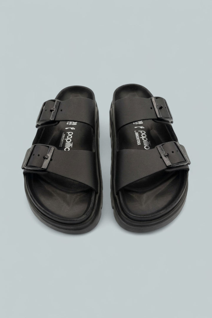 Arizona Chunky Slip On Buckled Sandals - Black - Sandals