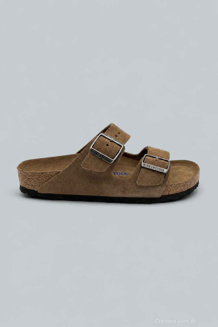 Arizona Soft Footbed Birkenstock Sliders - Dark Tea Tonal - EU 40/ US M 9 / US M 9.5 - Sandals