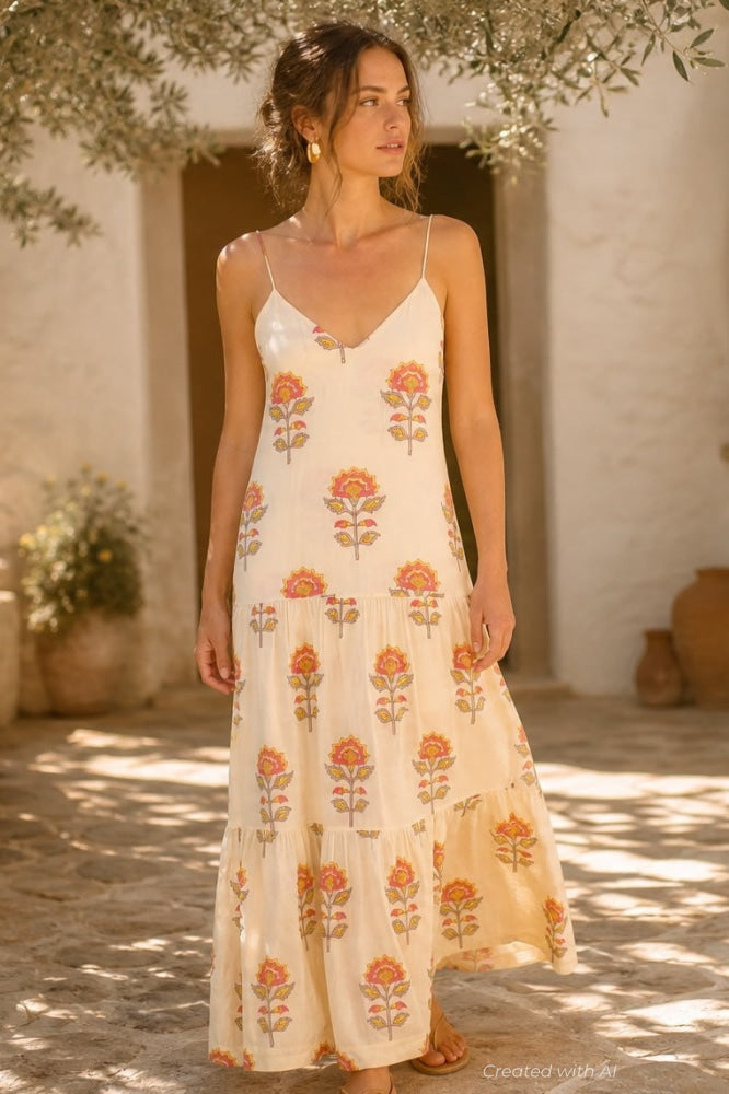 Artemisia Maxi Dress - Peach Floral - Dresses