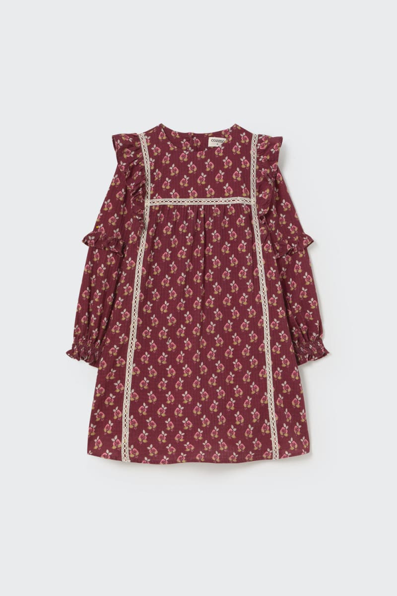 Bloom Textured Dress Burgundy