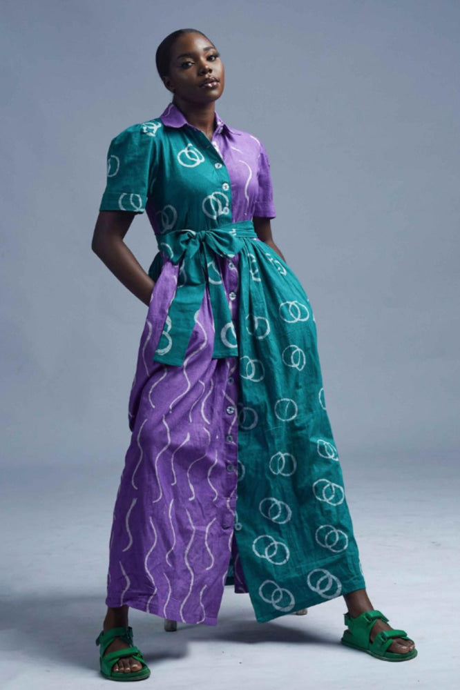 Asake Dress - Green and Purple - dresses - baby