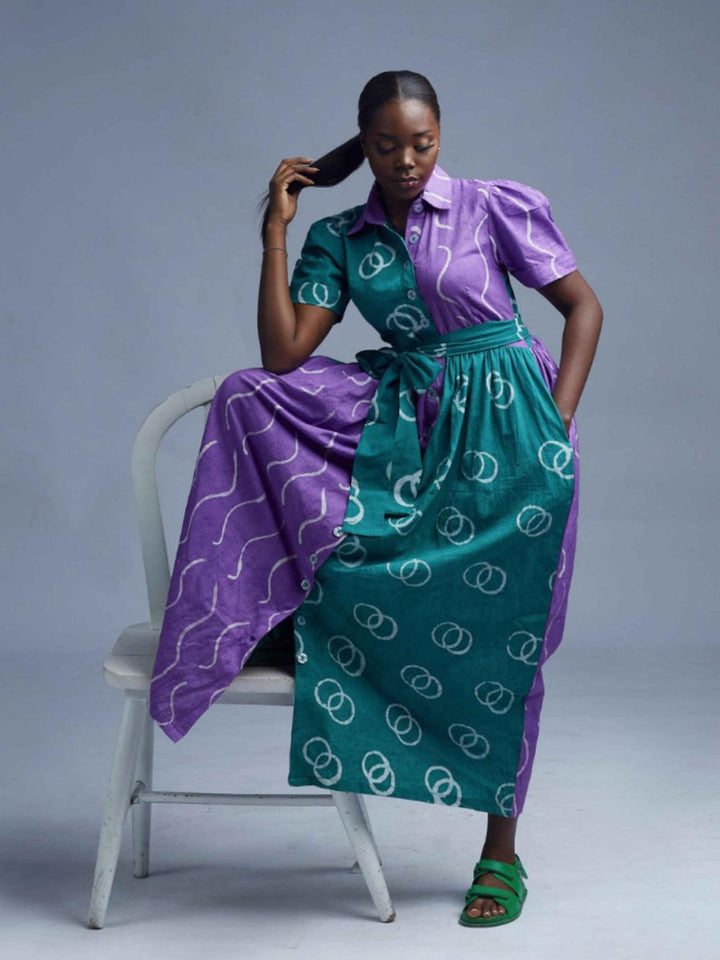 Asake Dress - Green and Purple - dresses - baby