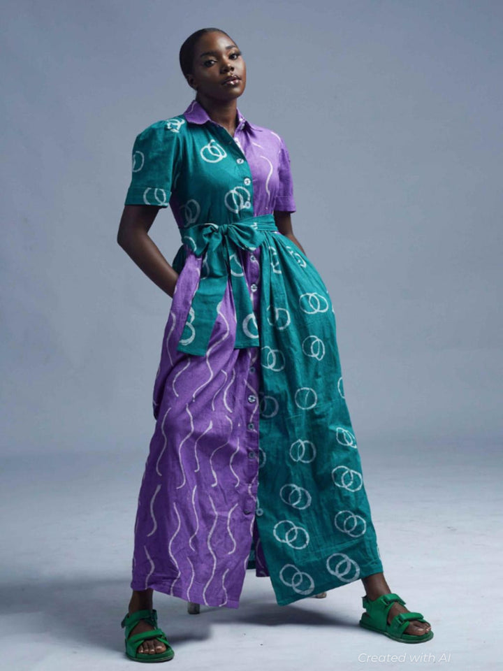Asake Dress - Green and Purple - dresses - baby