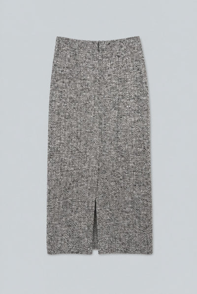 Boucle Jersey Tweed Pencil Skirt - Black/Ivory