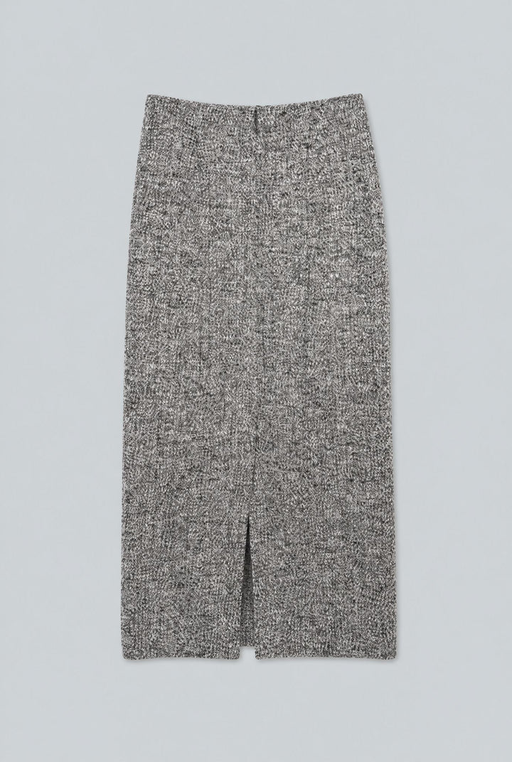 Boucle Jersey Tweed Pencil Skirt - Black/Ivory