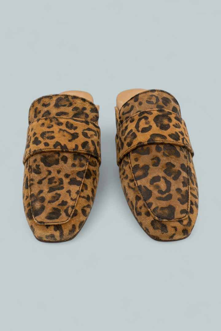 At Ease Embossed Loafers - Leopard Suede - 6 - Mules