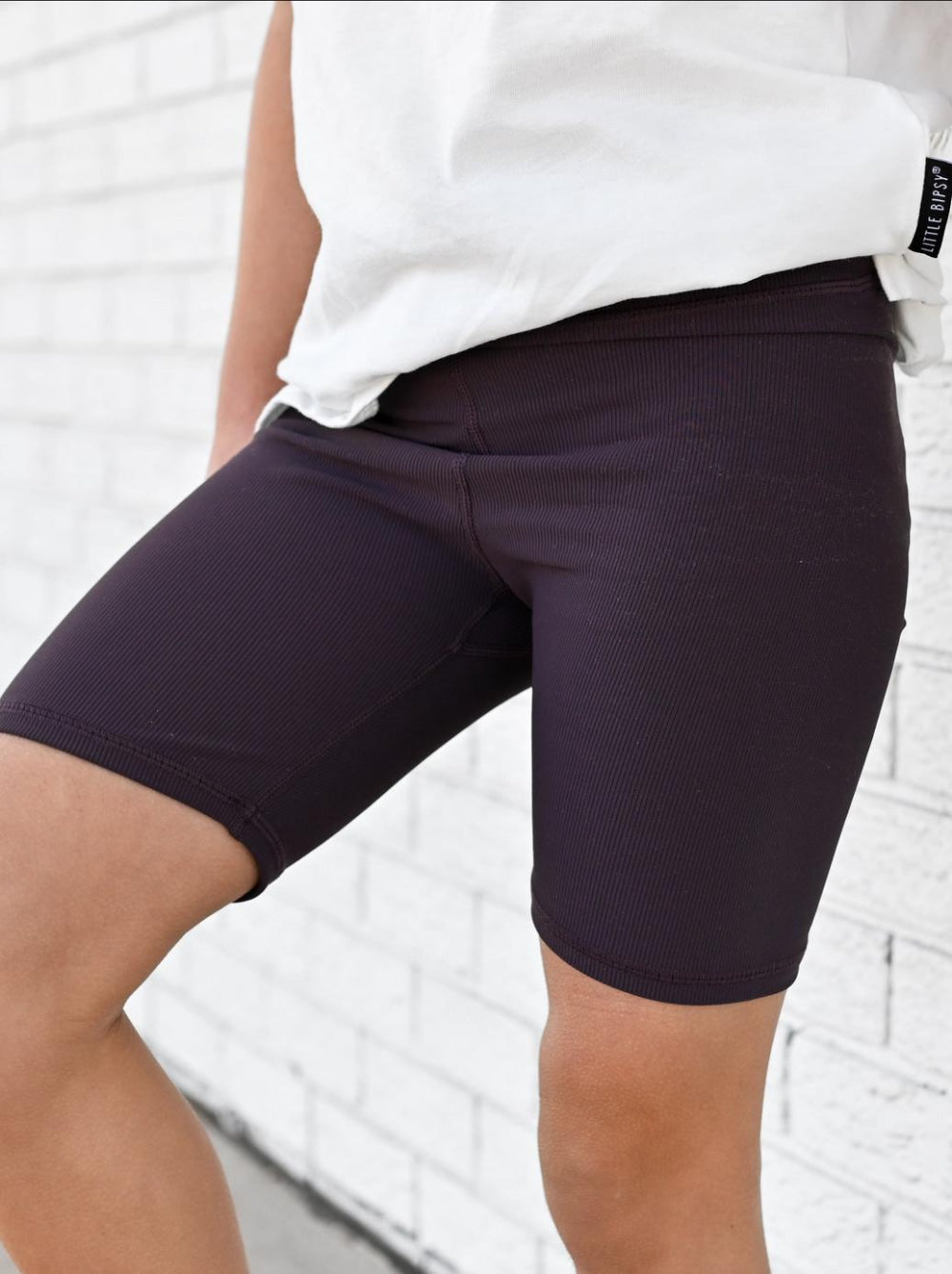 Athletic Ribbed Biker Short - Plum - Shorts