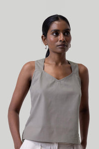 Crossback Tank Top - Poplin Ecru