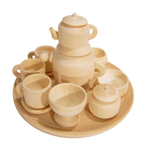 Untreated Wood Miniature Tea Set