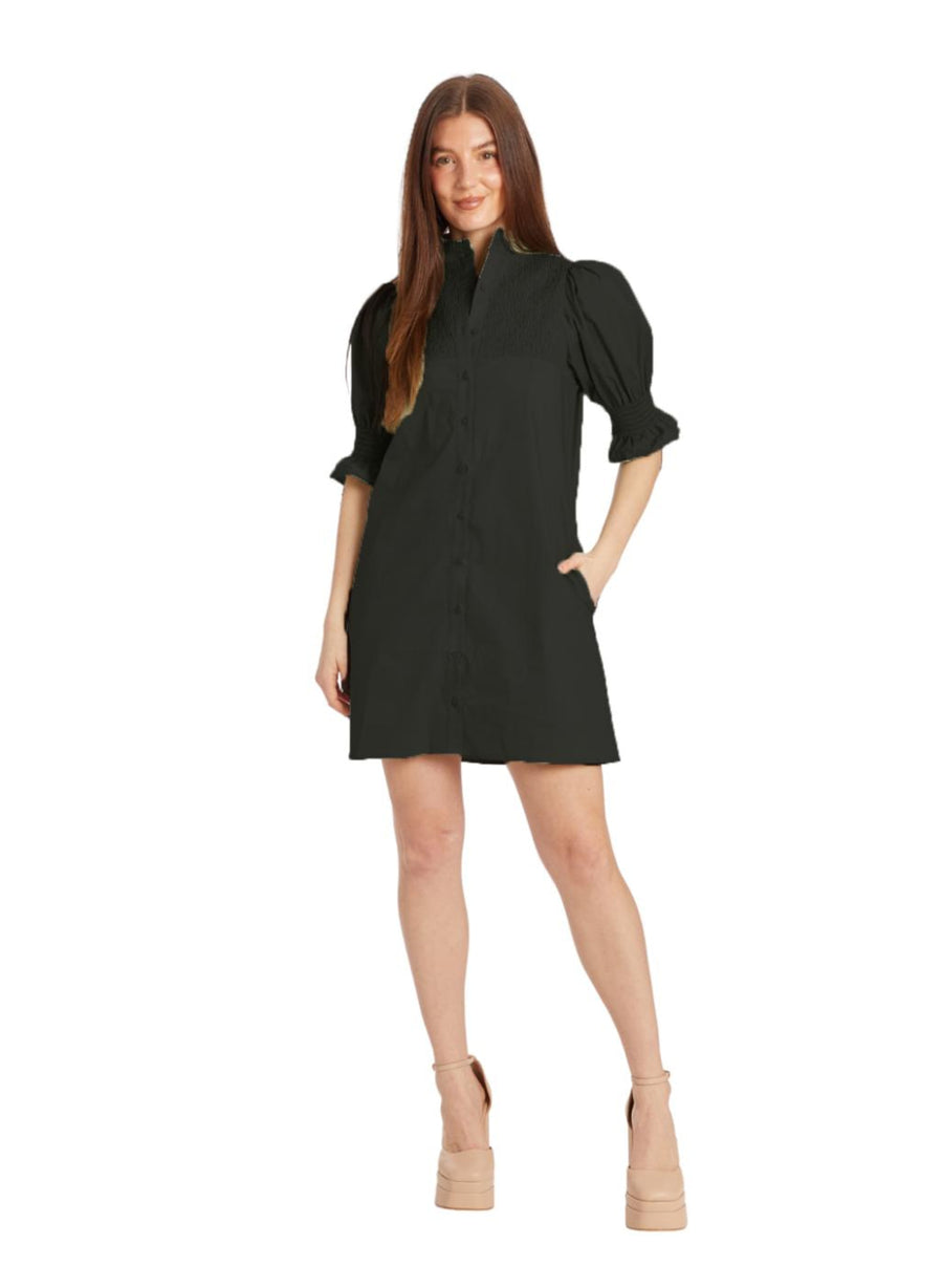 Aubrey Smocked Dress - Black - Dresses