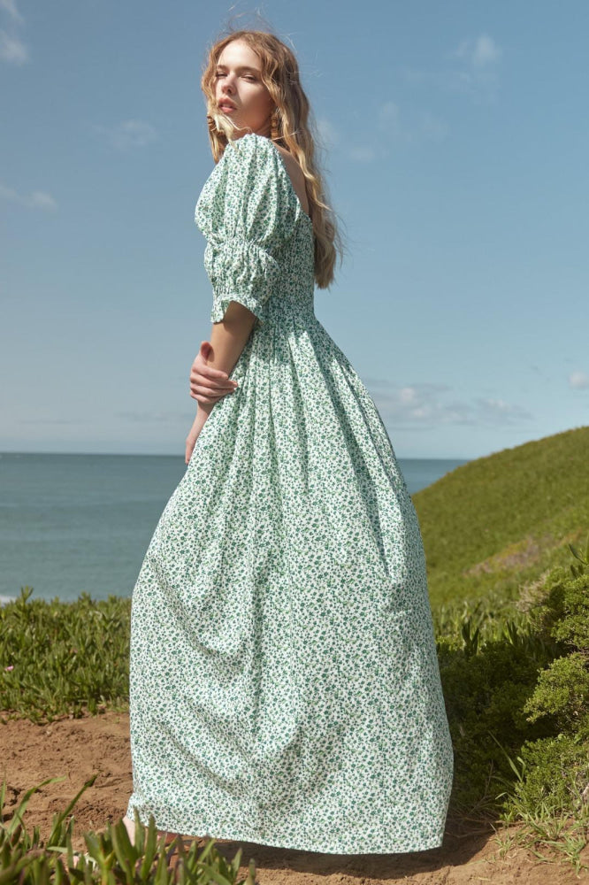 Audra Dress - Ivory/Grassy Knoll Ditsy Floral - FINAL SALE - Dresses