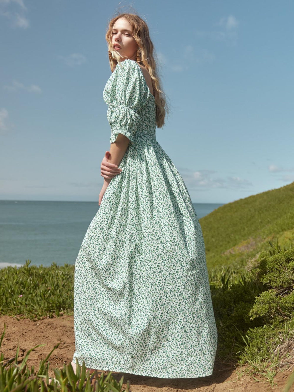Audra Dress - Ivory/Grassy Knoll Ditsy Floral - FINAL SALE - Dresses