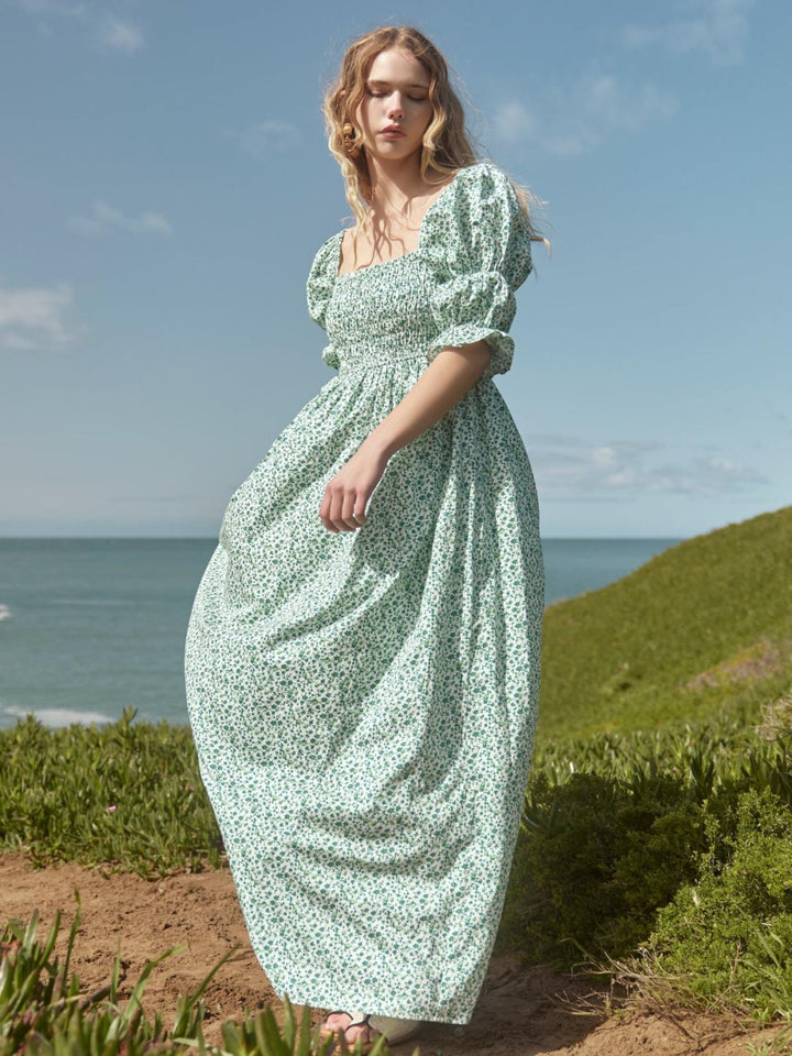Audra Dress - Ivory/Grassy Knoll Ditsy Floral - FINAL SALE - Dresses