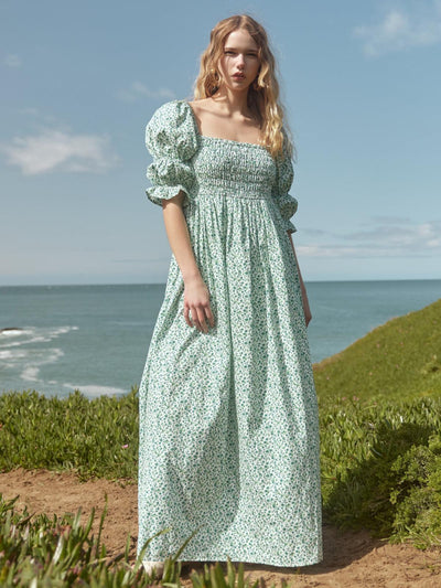 Audra Dress - Ivory/Grassy Knoll Ditsy Floral - FINAL SALE - Dresses