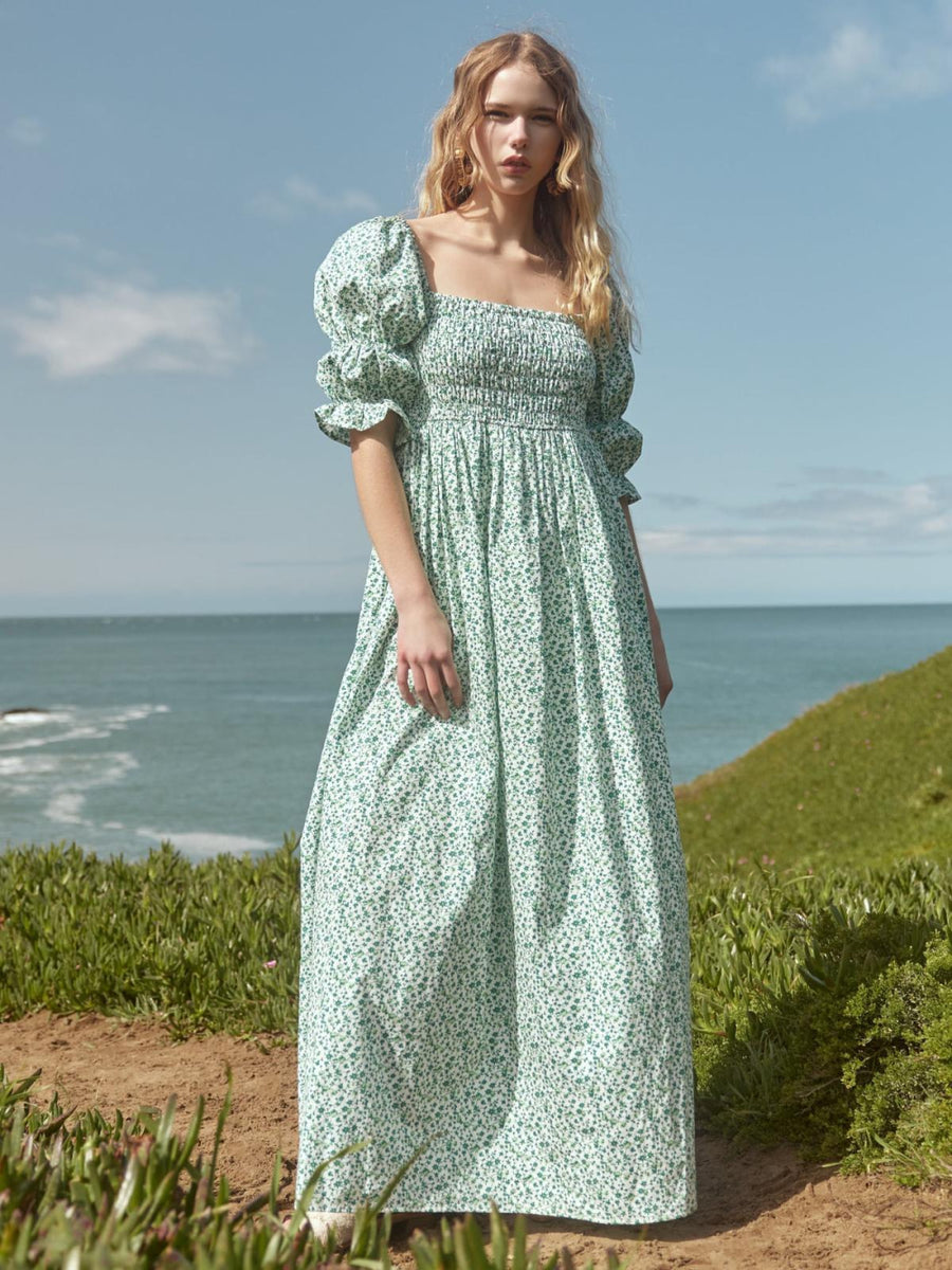 Audra Dress - Ivory/Grassy Knoll Ditsy Floral - FINAL SALE - Dresses