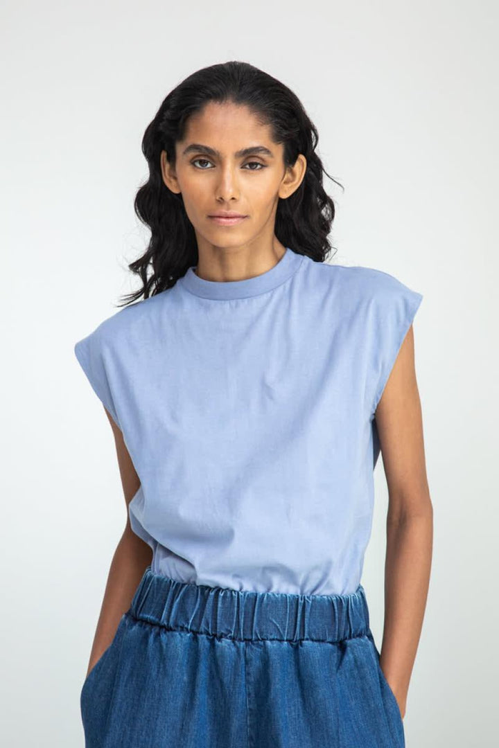 Aukai Organic Cotton Top - Washed Blue - Shirt