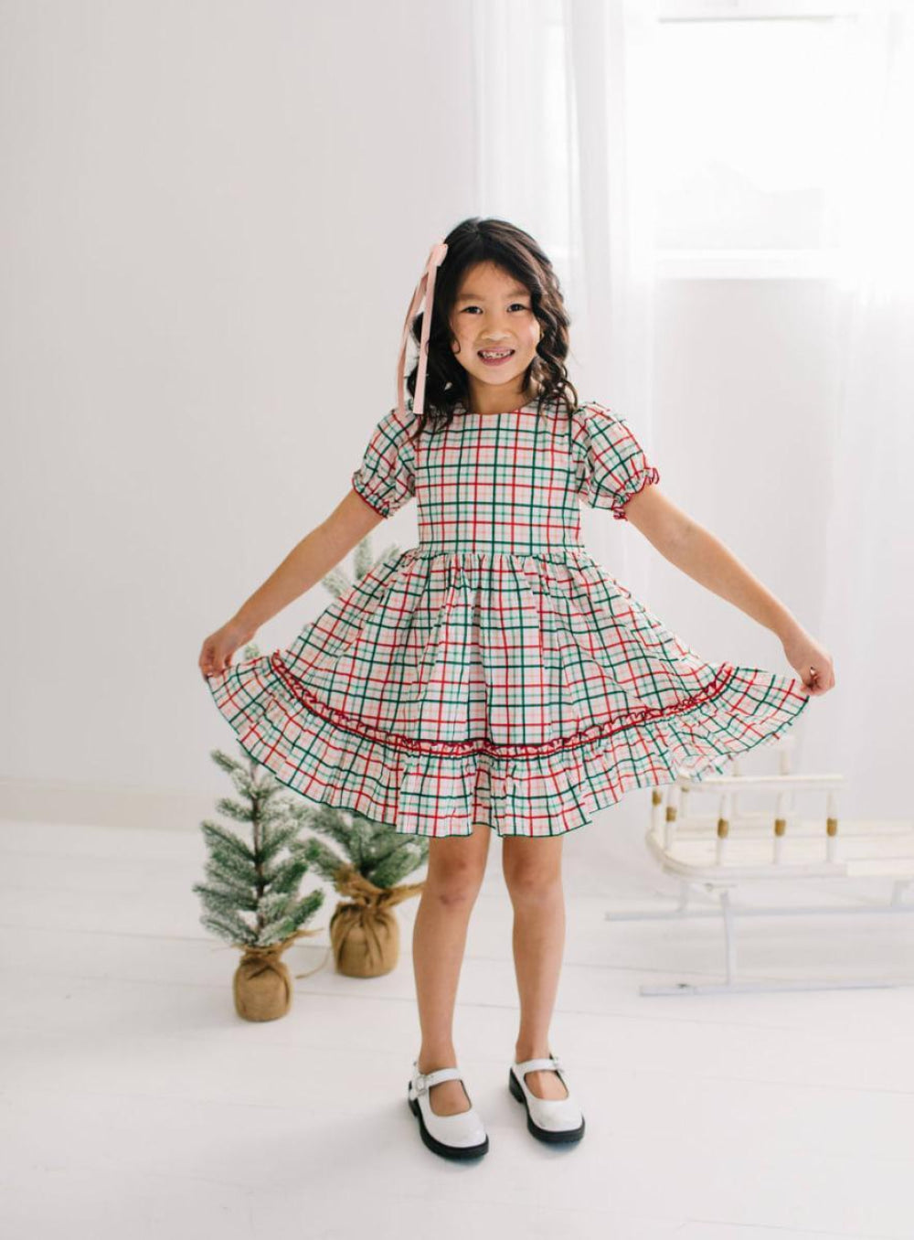 Aura Poplin Dress - Holiday Plaid - Dresses