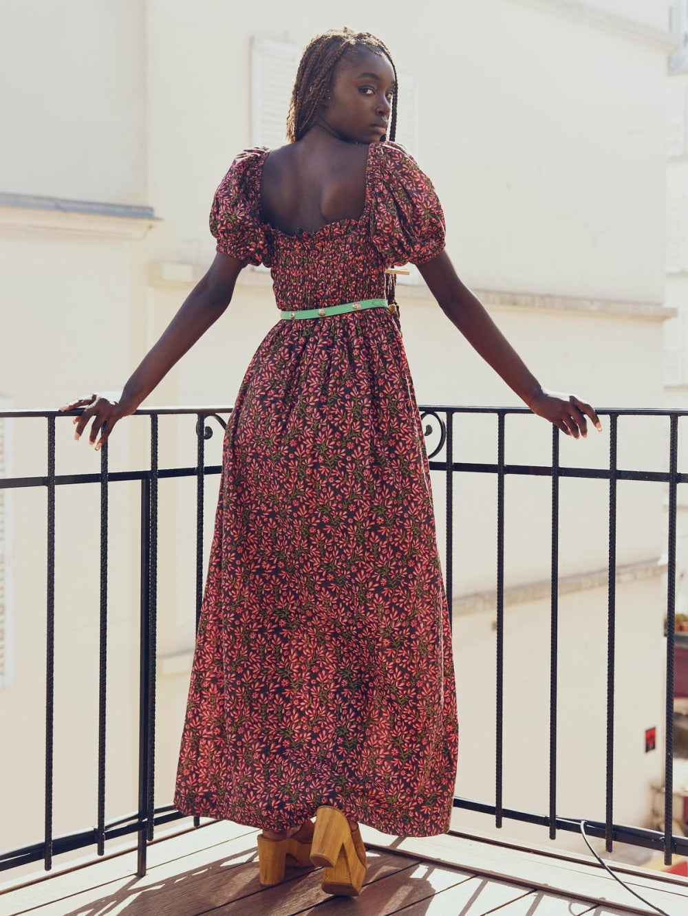 Aurora Puff Sleeve Maxi Dress - Faded Onyx/Light Ruby Floral - FINAL SALE - Dresses