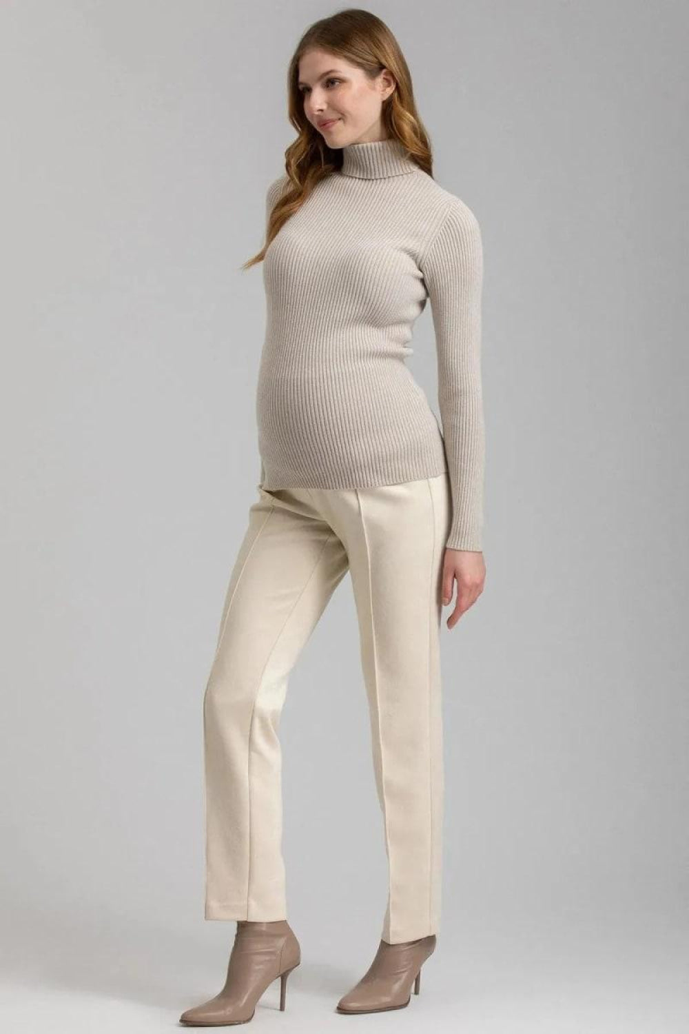 AURORA Ribbed Maternity Turtleneck - Chalk - Turtleneck