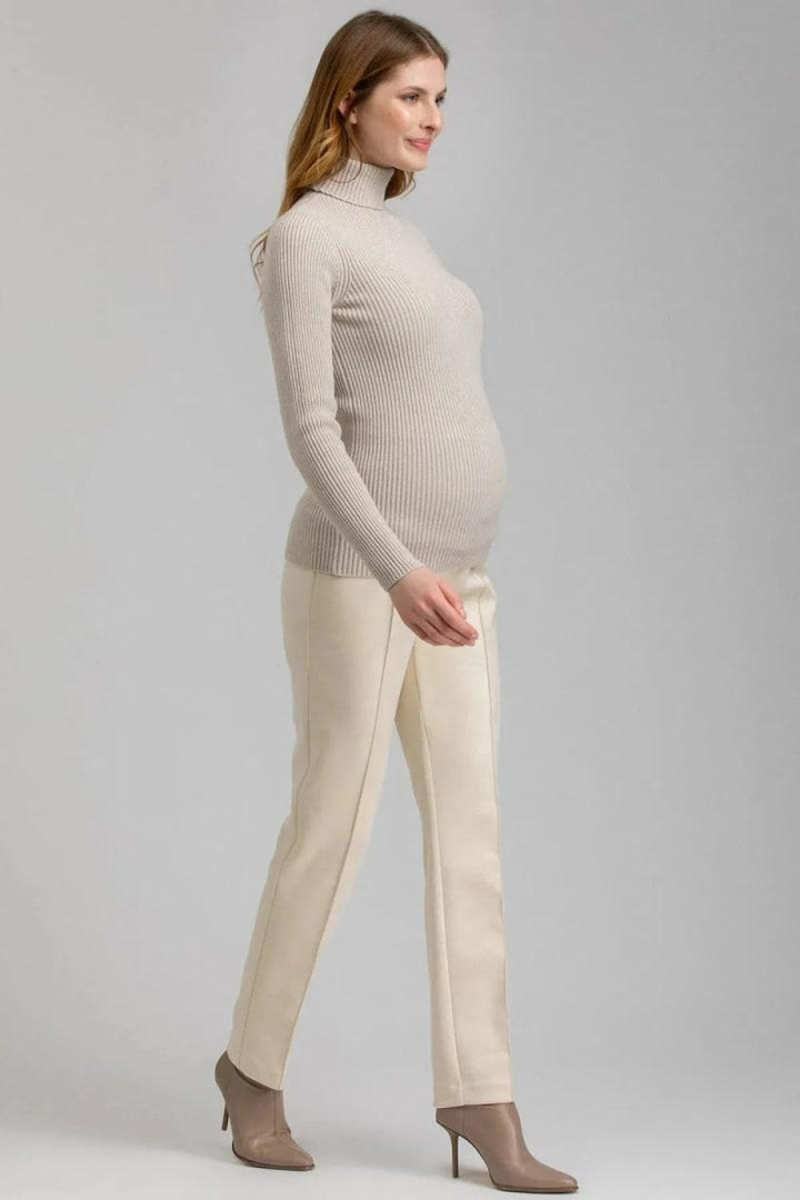 AURORA Ribbed Maternity Turtleneck - Chalk - Turtleneck